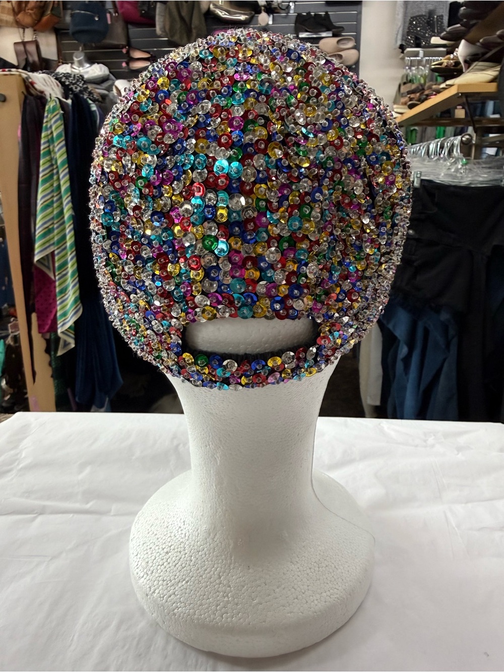 Vintage Artware Pacific Multicolor Beaded Sequin Baseball Cap Statement Hat View 3
